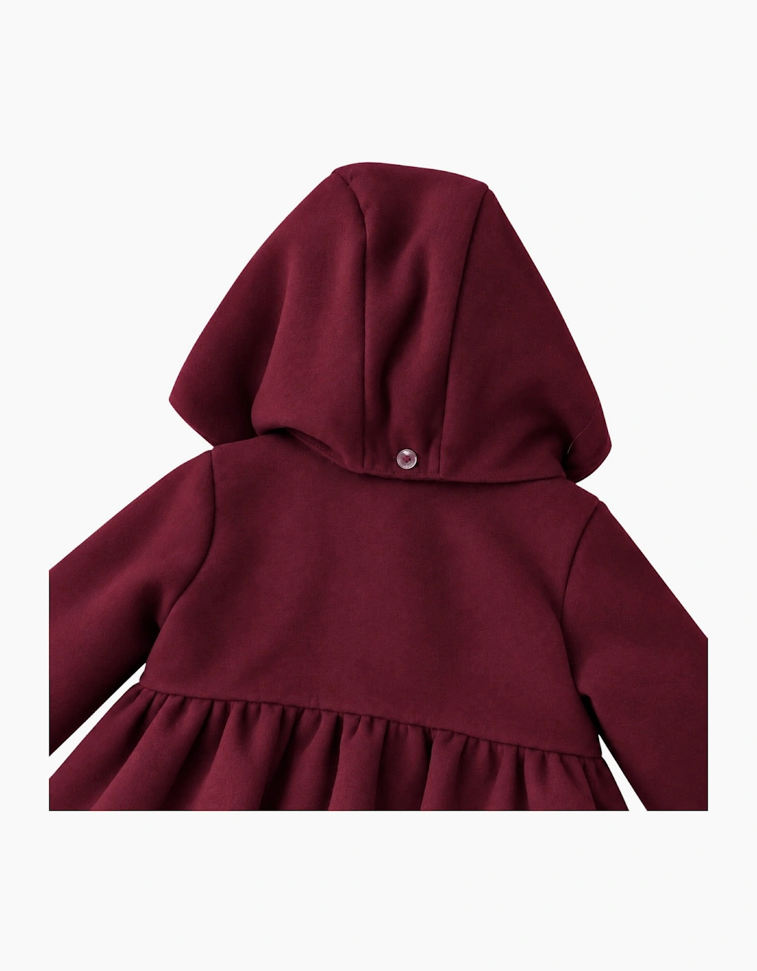 Girls Burgundy Wool Button Up Coat
