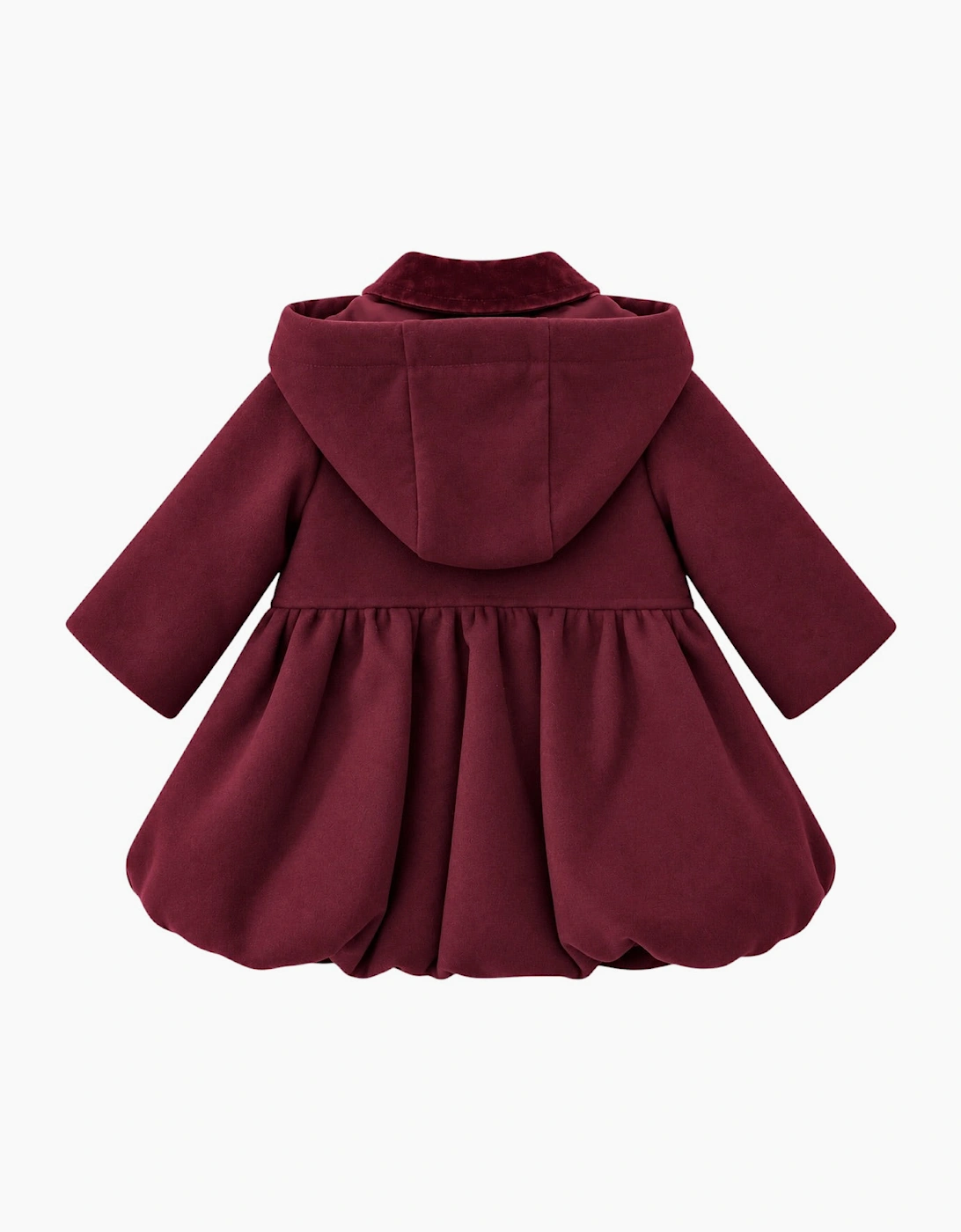 Girls Burgundy Wool Button Up Coat
