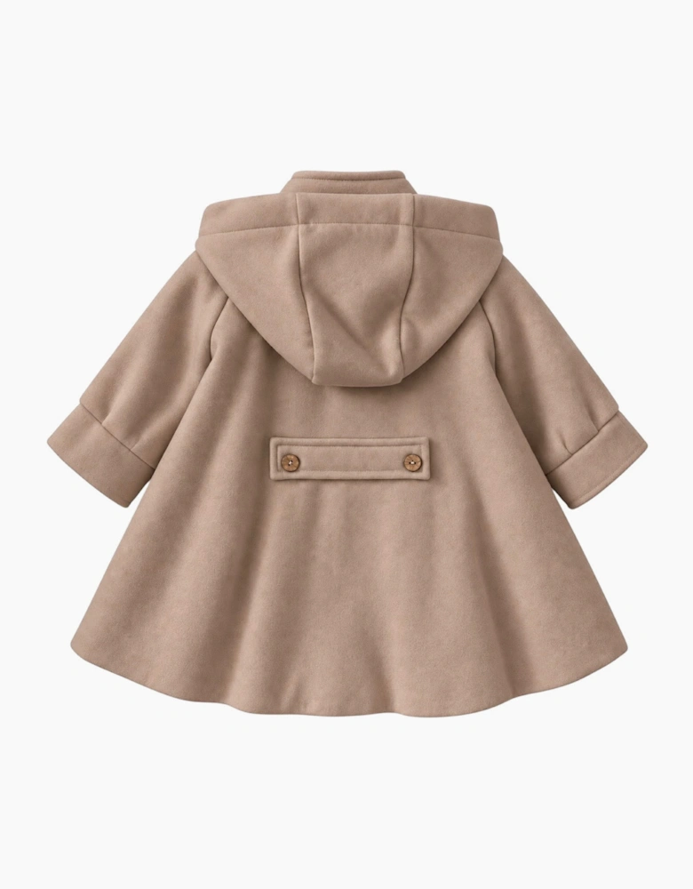 Girls Beige Wool Button Up Coat