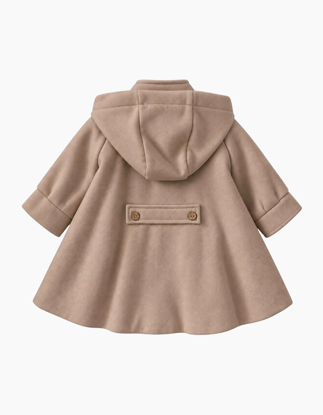 Girls Beige Wool Button Up Coat