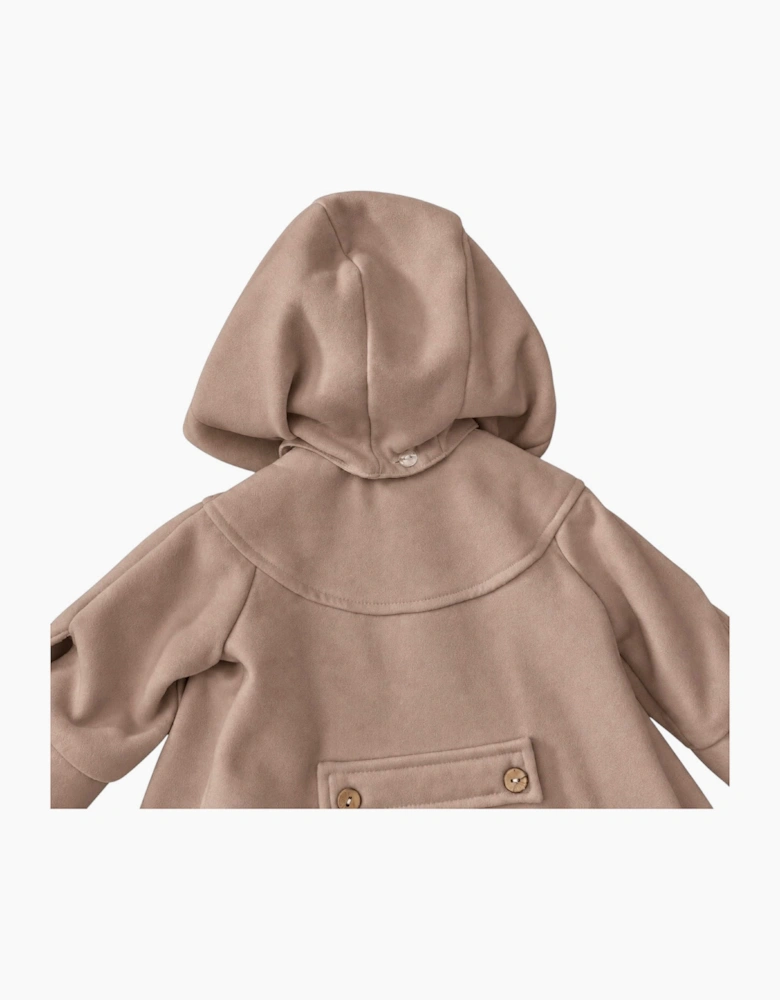 Girls Beige Wool Button Up Coat