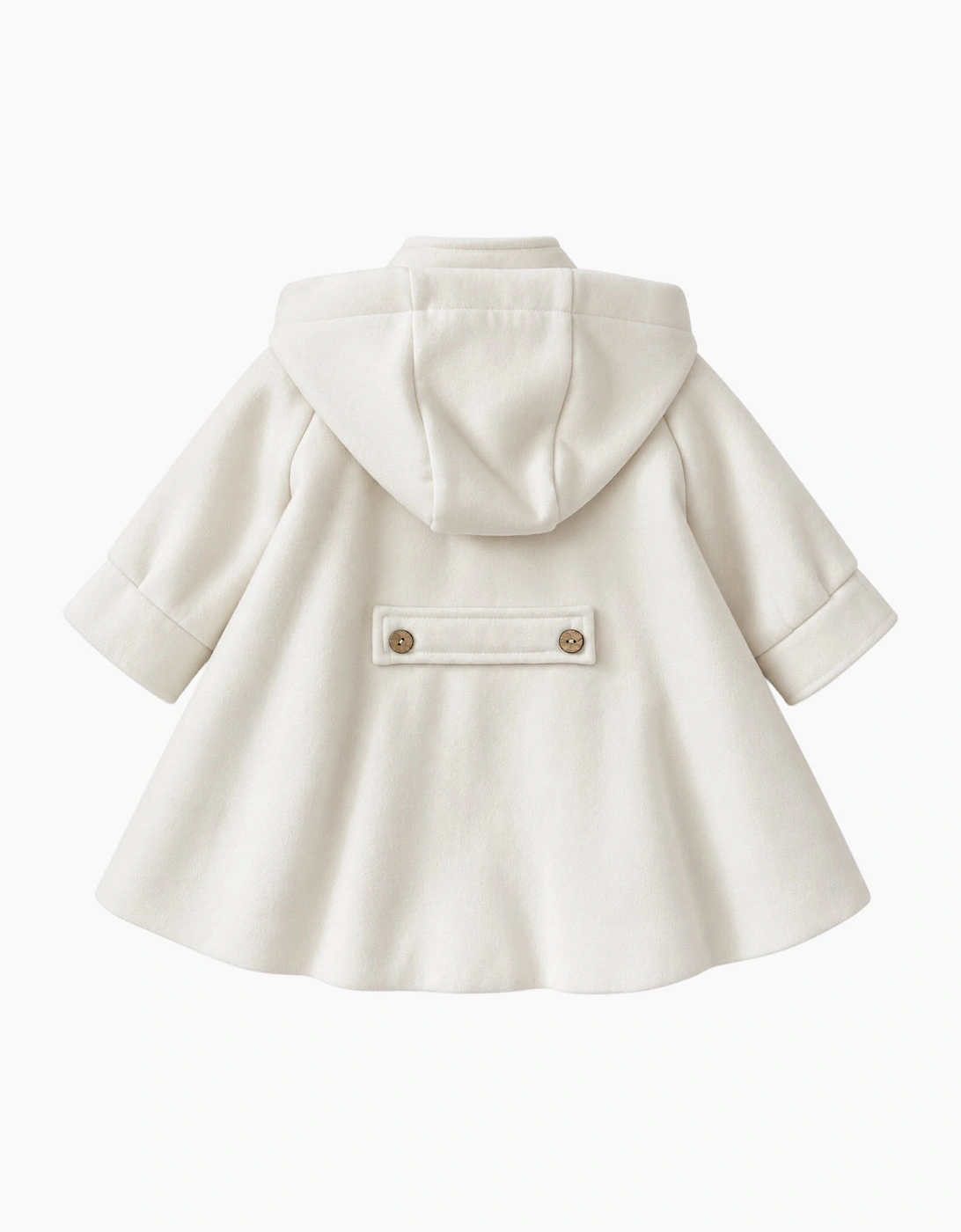Girls Ivory Wool Button Up Coat