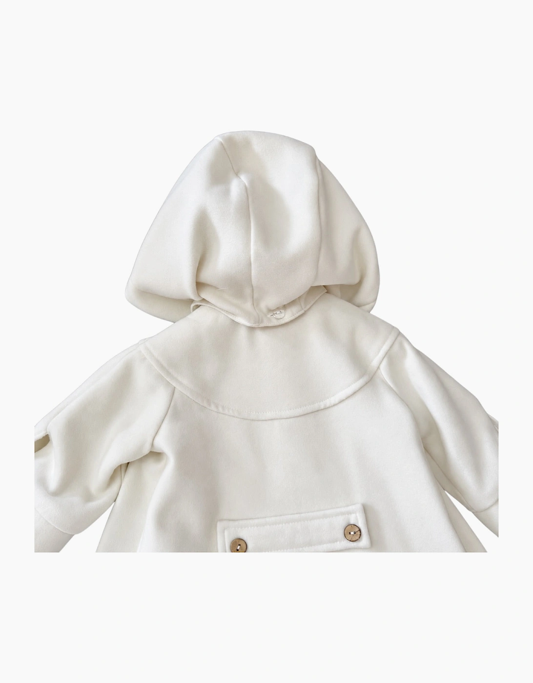 Girls Ivory Wool Button Up Coat