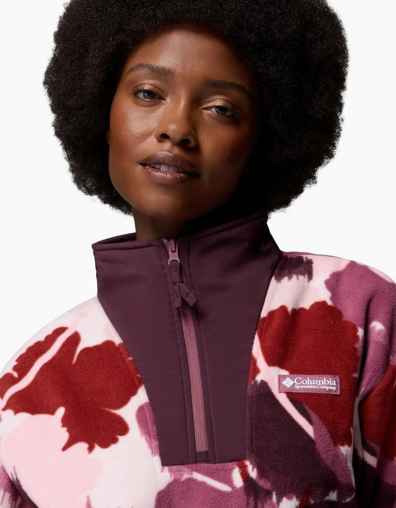 Columbia Sequoia Grove II Printed Half Zip Polyester Women's Purple Fleece Pullover