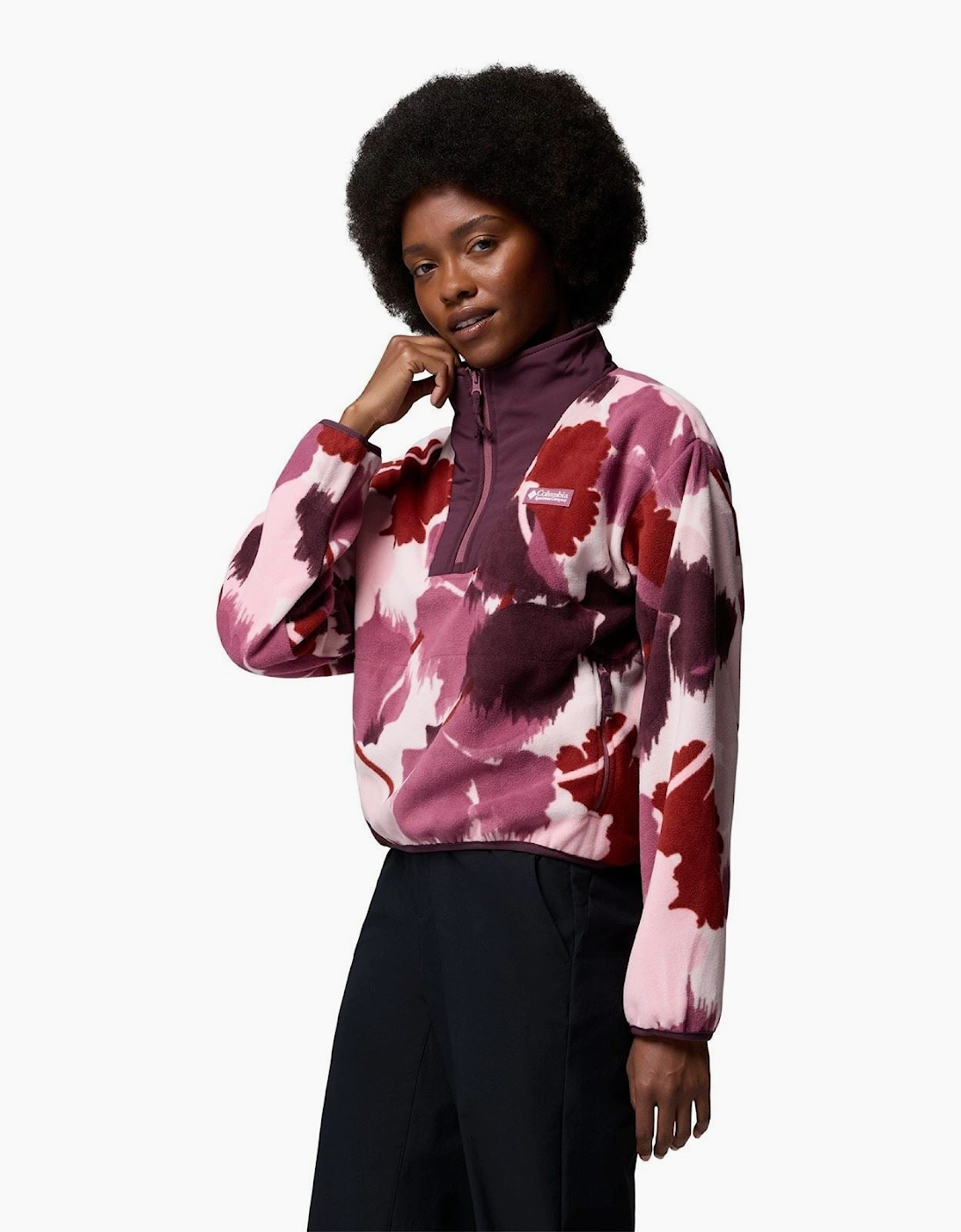 Columbia Sequoia Grove II Printed Half Zip Polyester Women's Purple Fleece Pullover