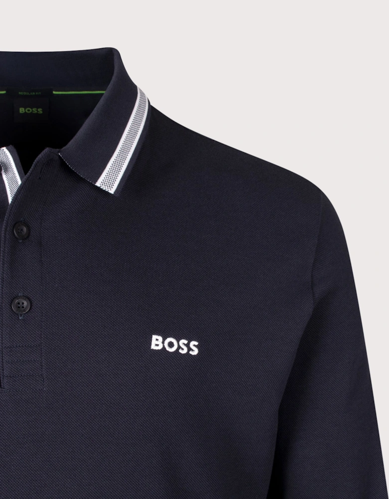 Regular Fit Plisy Long Sleeve Polo Shirt