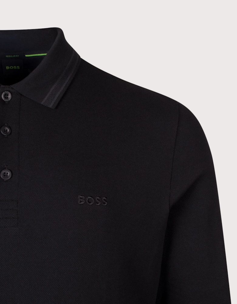 Regular Fit Plisy Long Sleeve Polo Shirt