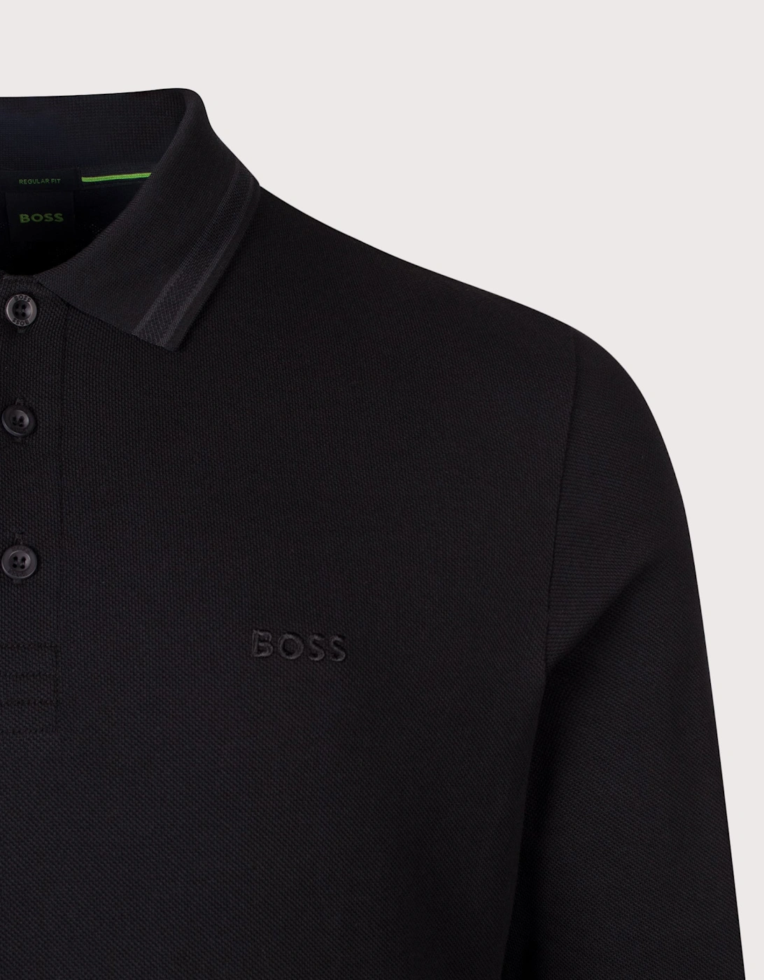 Regular Fit Plisy Long Sleeve Polo Shirt