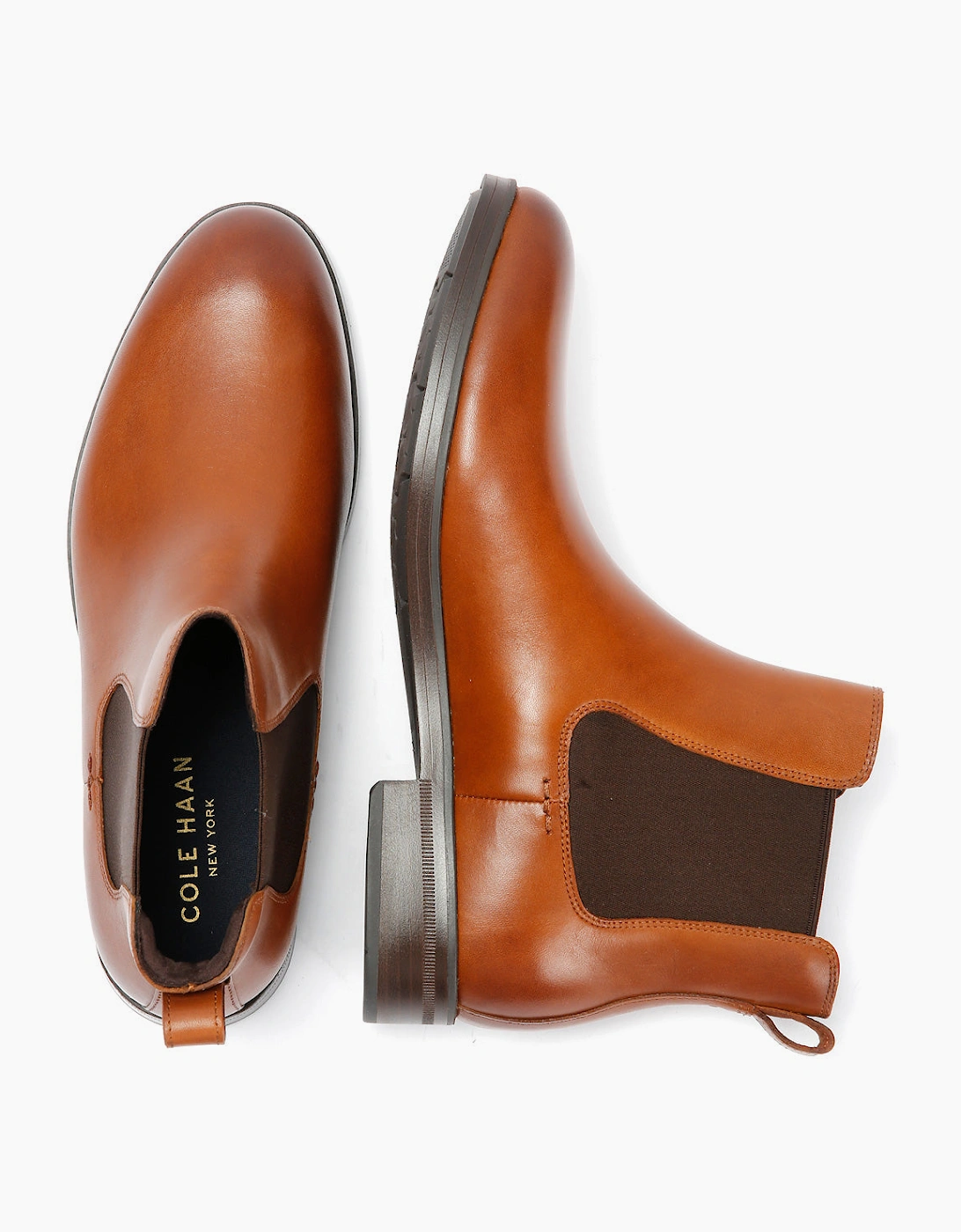 Cole Haan Newmark Grand British Tan Leather Men's Chelsea Boots