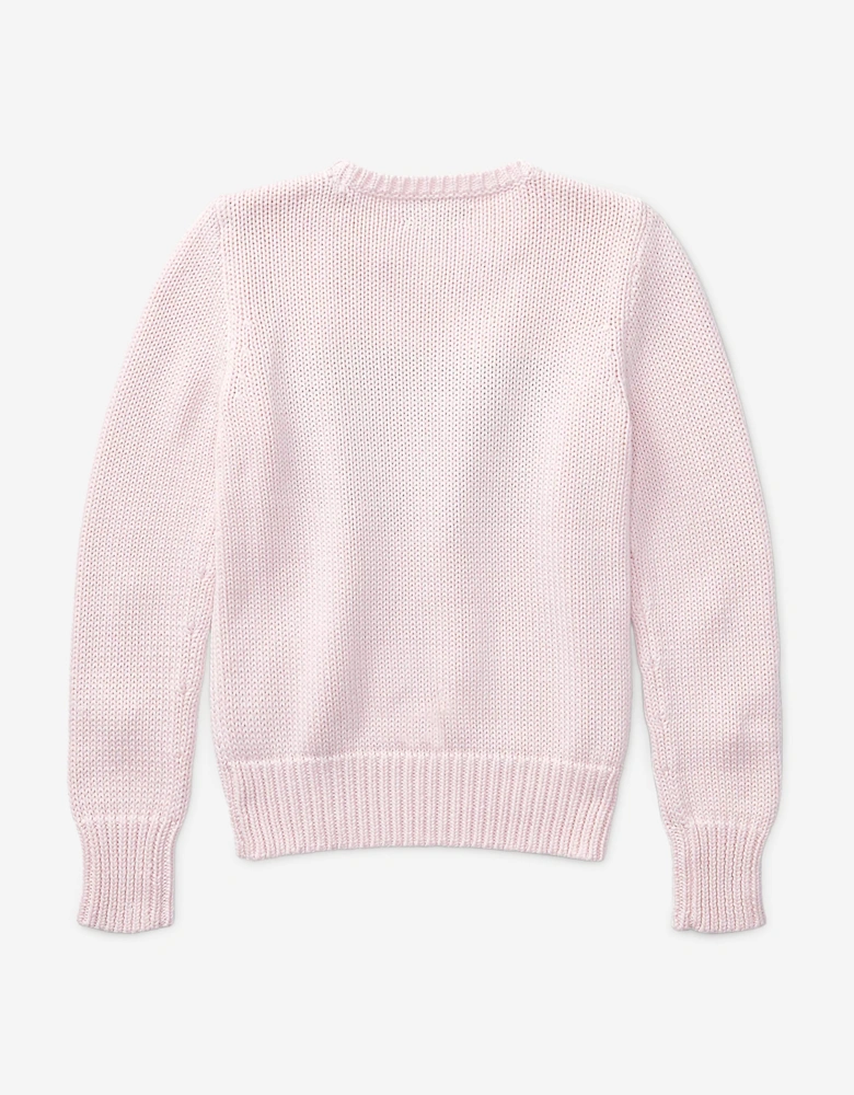 Ralph Lauren Girls USA Flag Jumper in Pink