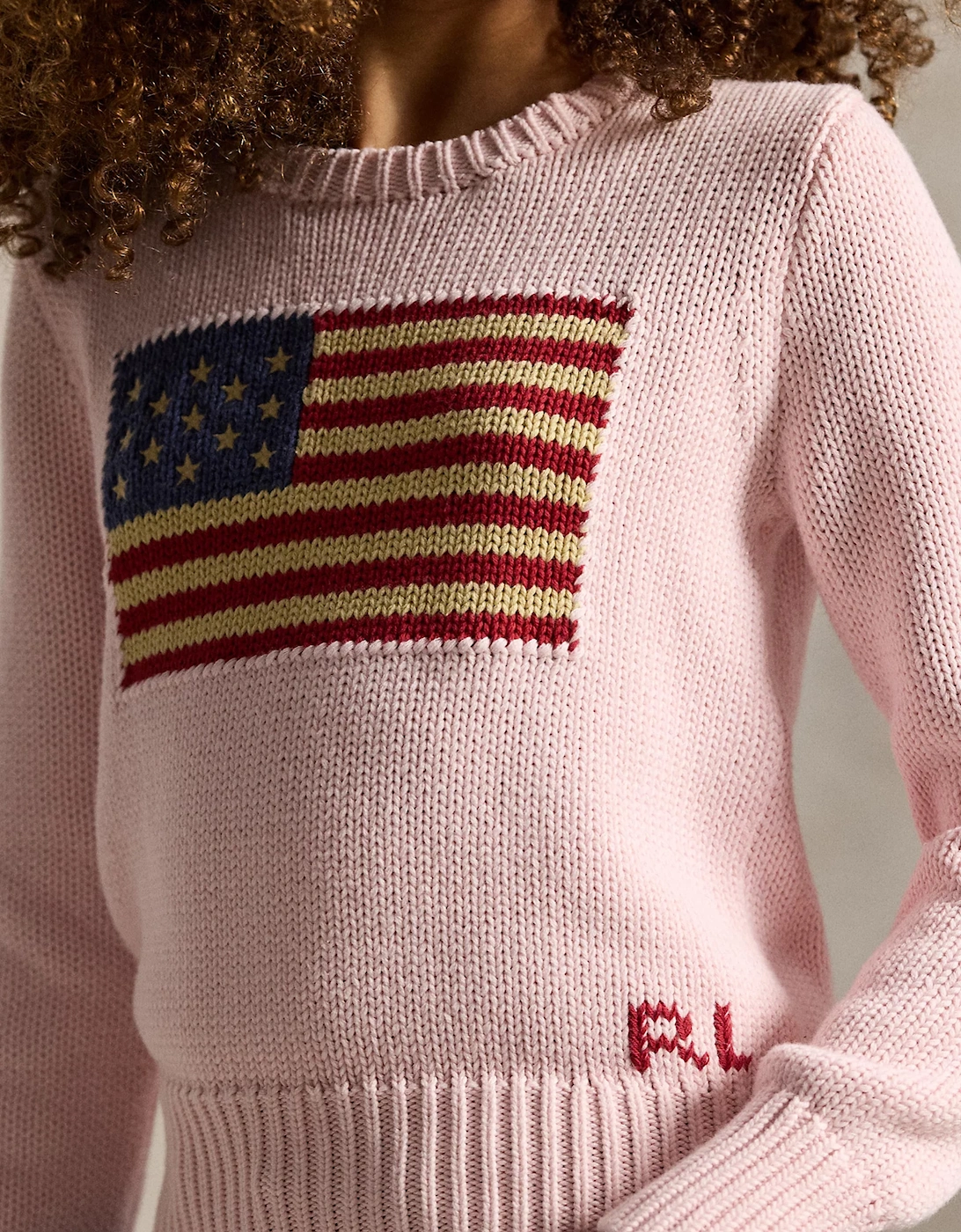 Ralph Lauren Girls USA Flag Jumper in Pink