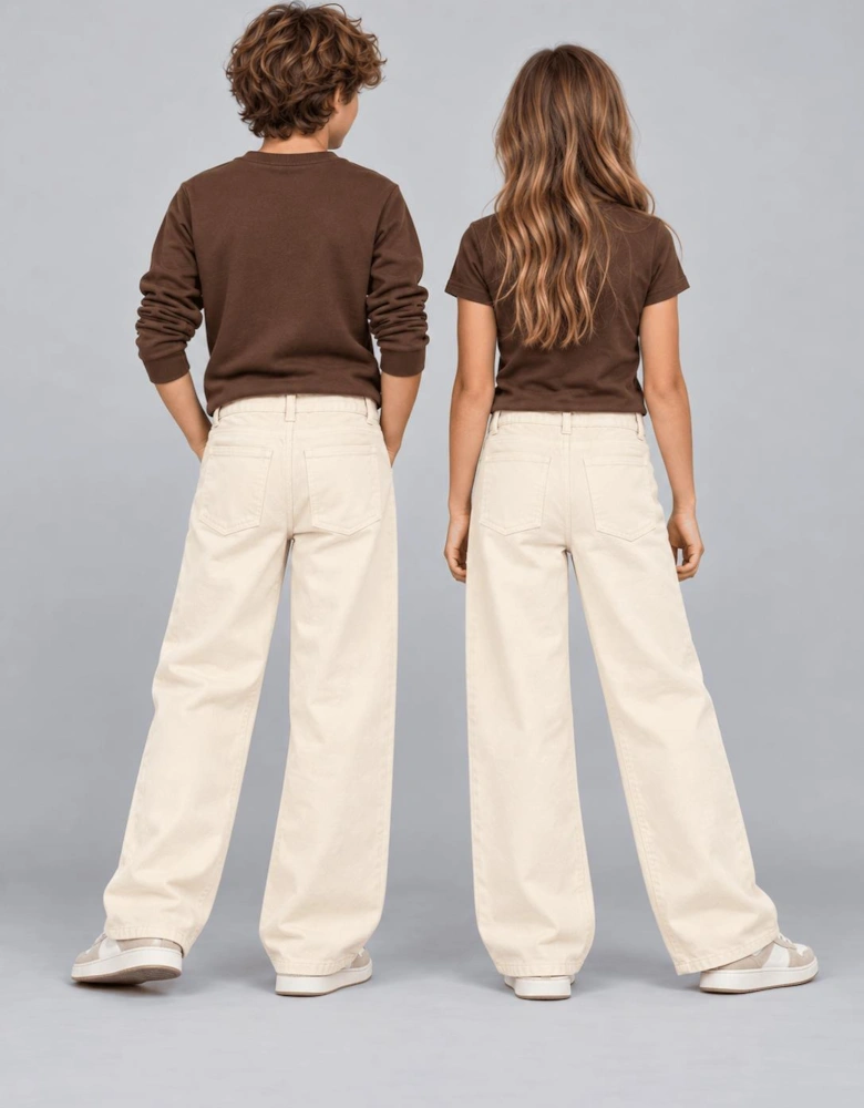 Childsplay Basics Kids Wide Leg Jeans in Beige