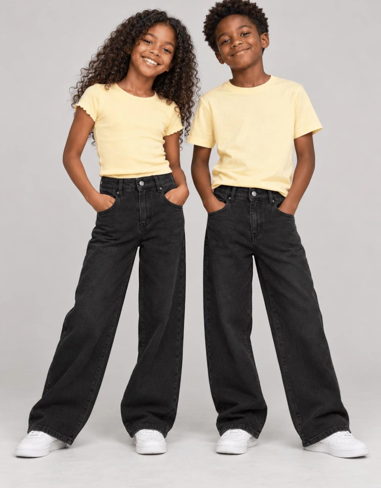 Childsplay Basics Kids Wide Leg Jeans in Black