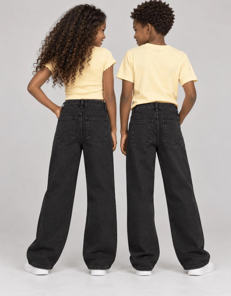 Childsplay Basics Kids Wide Leg Jeans in Black