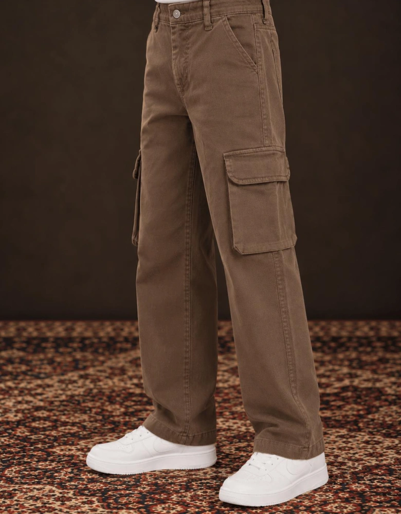 Childsplay Basics Boys Gabardine Cargo Trousers in Brown