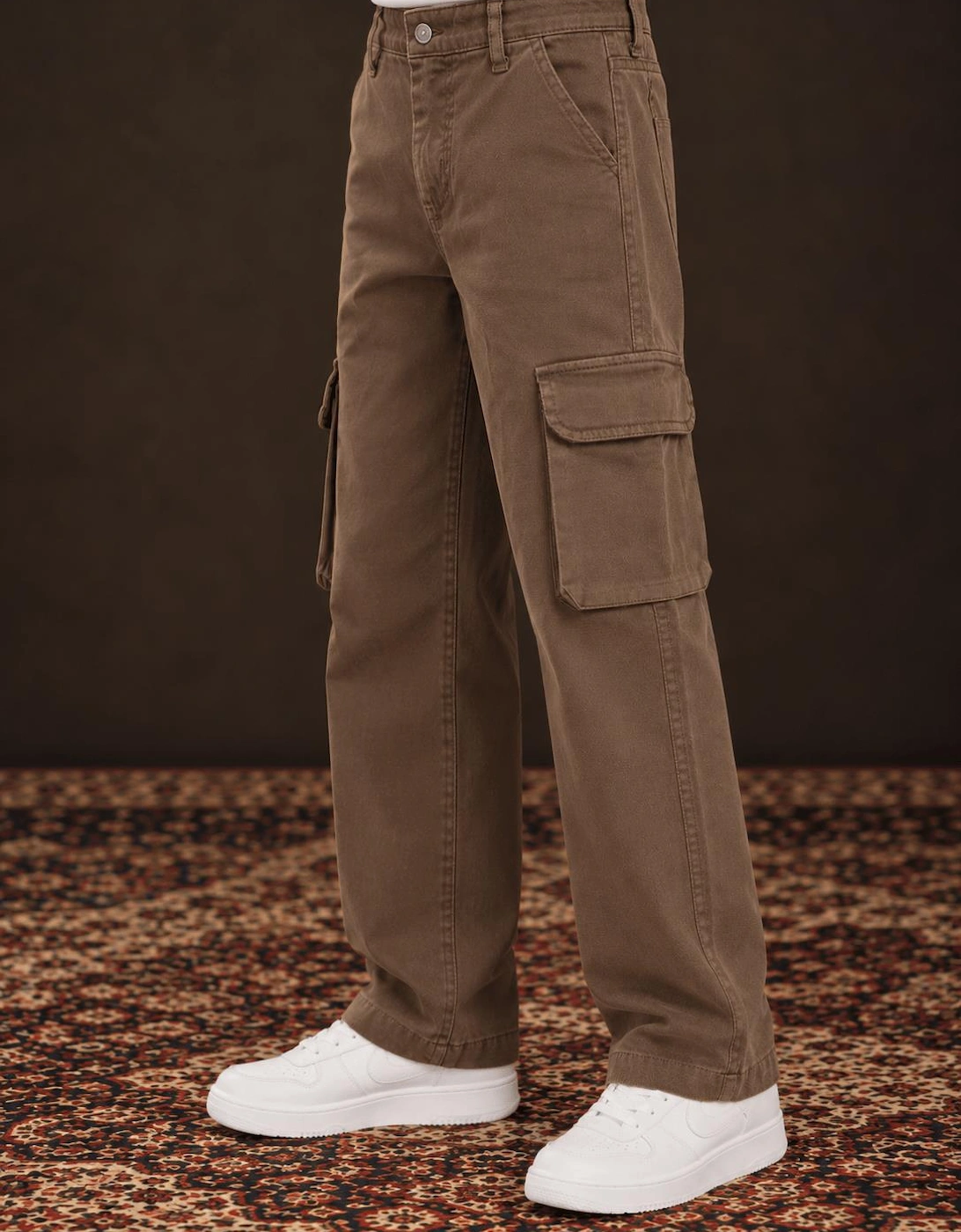 Childsplay Basics Boys Gabardine Cargo Trousers in Brown