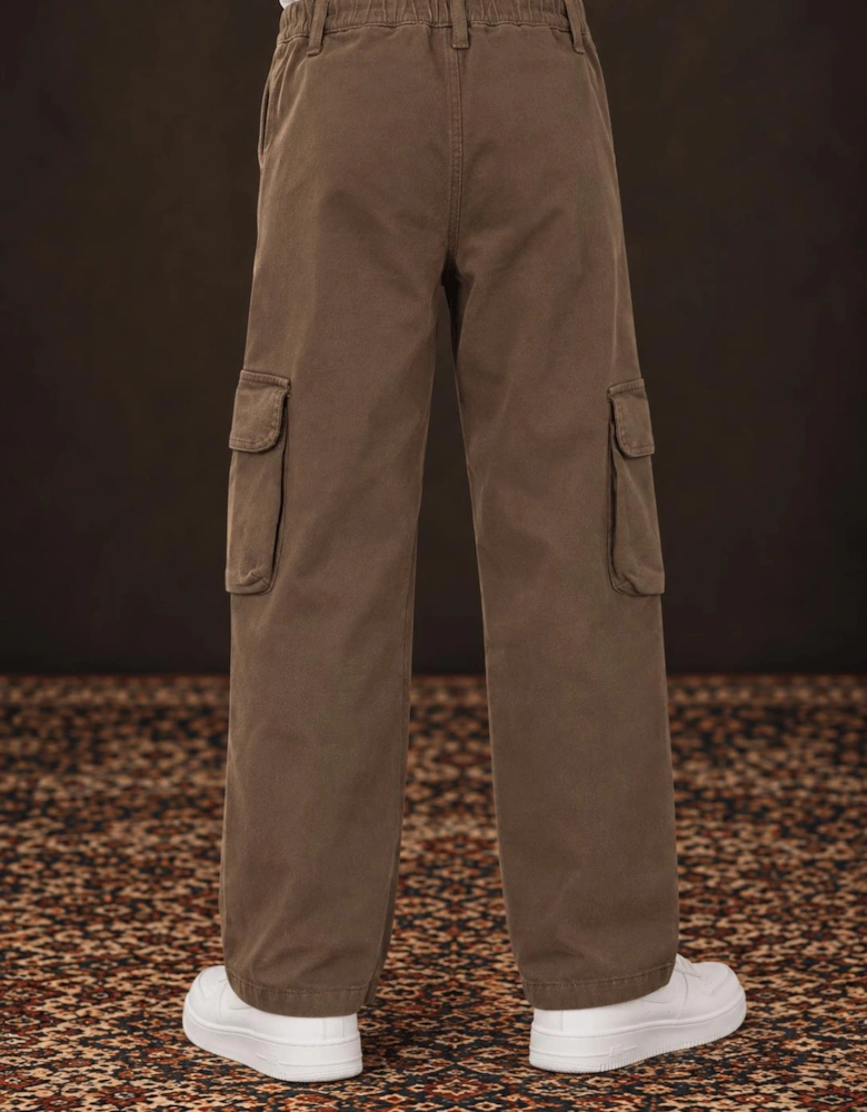 Childsplay Basics Boys Gabardine Cargo Trousers in Brown