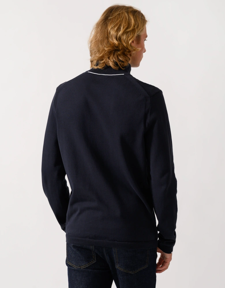 BOSS Green Ever-X Mens Cotton sweater with quarter zip - Dark Blue 402