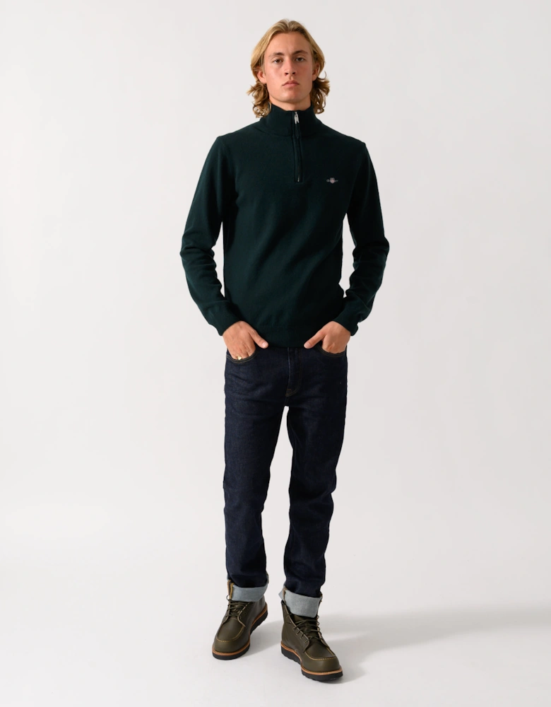 GANT Mens Superfine Lambswool Half Zip Sweater - 374 Tartan Green