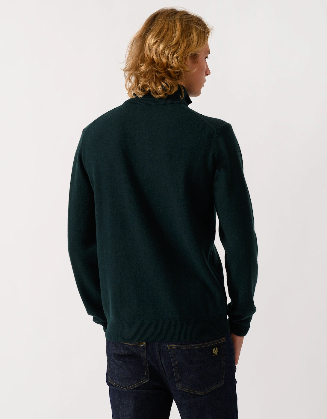 GANT Mens Superfine Lambswool Half Zip Sweater - 374 Tartan Green