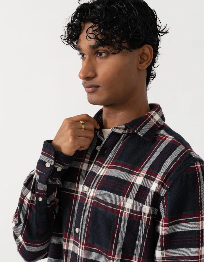 GANT Mens Regular Fit Flannel Check Shirt - 433 Evening Blue
