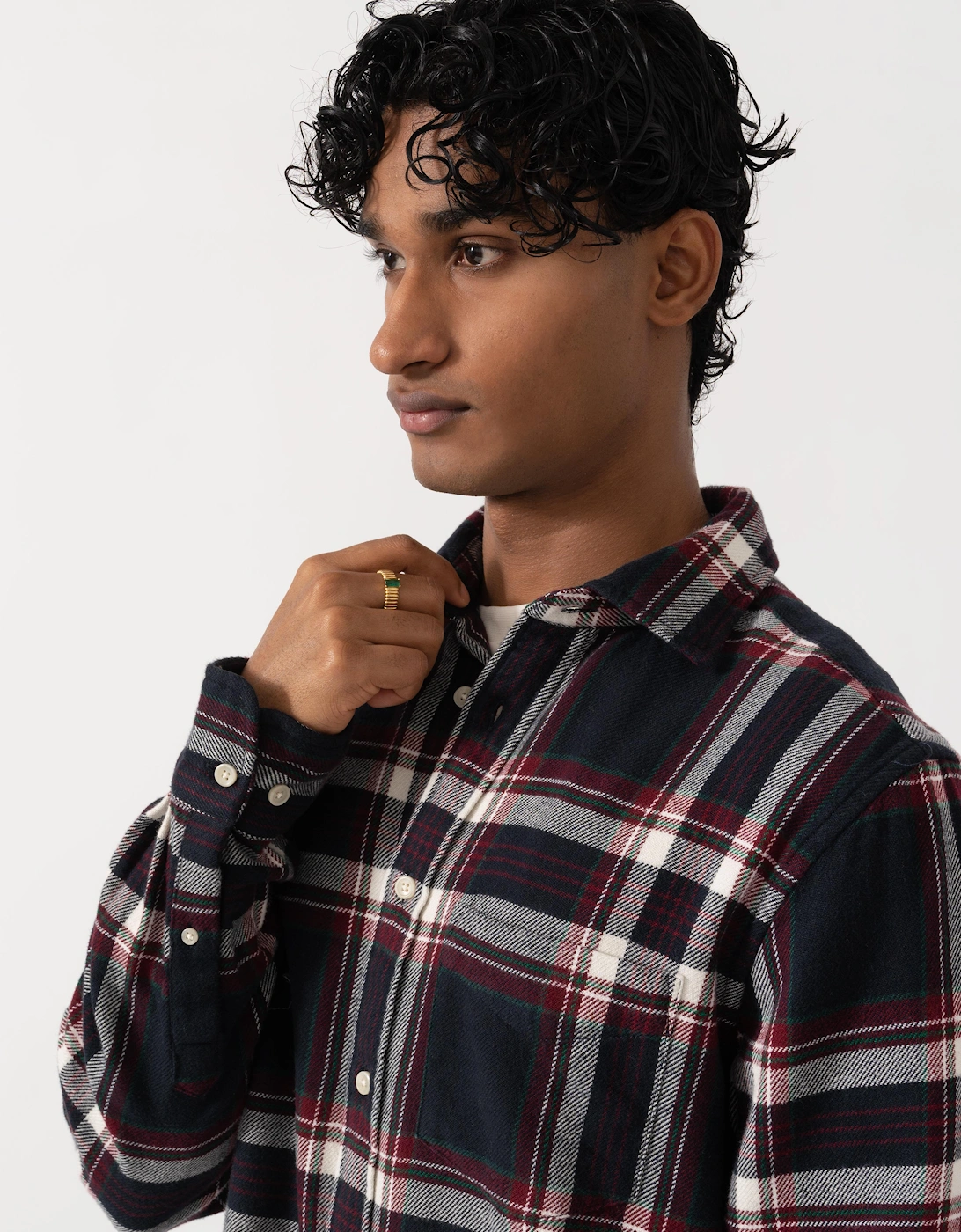 GANT Mens Regular Fit Flannel Check Shirt - 433 Evening Blue