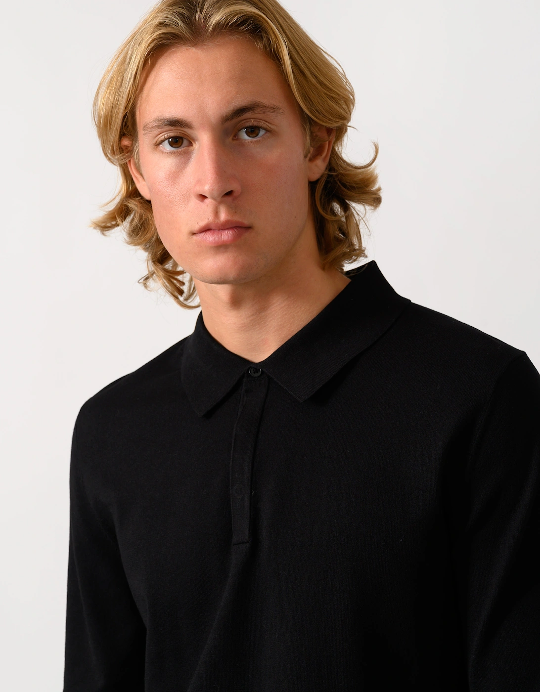HUGO San Pippo Mens Slim-fit knit polo with rear logo - Black 001