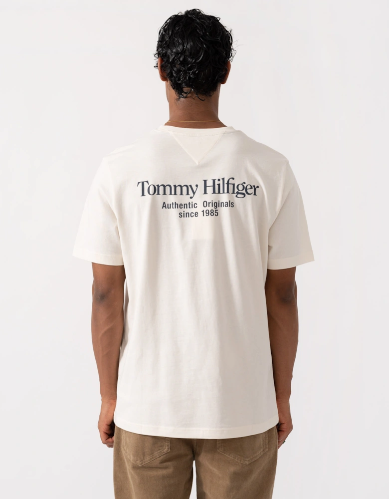 Tommy Hilfiger Mens Back Text Seasonal Graphic T-Shirt - Ivory Petal