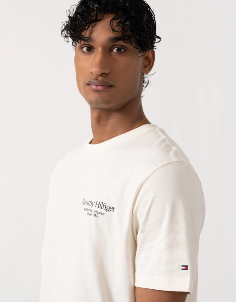 Tommy Hilfiger Mens Back Text Seasonal Graphic T-Shirt - Ivory Petal