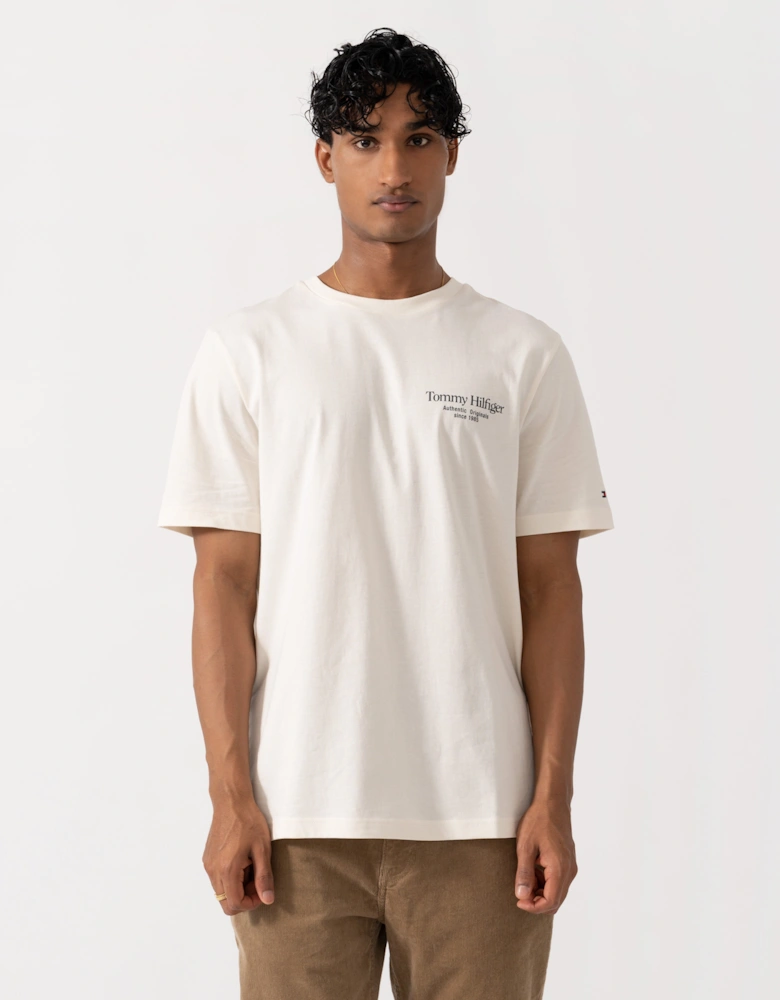 Tommy Hilfiger Mens Back Text Seasonal Graphic T-Shirt - Ivory Petal