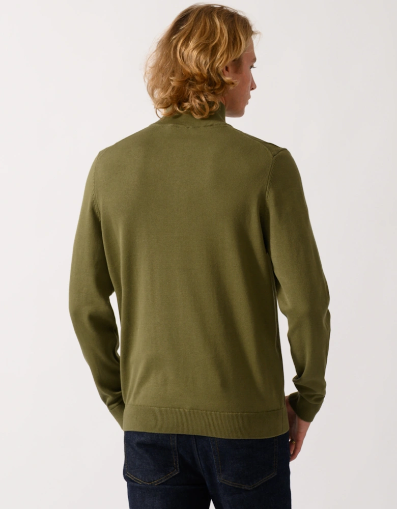 HUGO San Quintus-C2 Mens 1/4 Zip Funnel Neck Jumper - Open Green 389