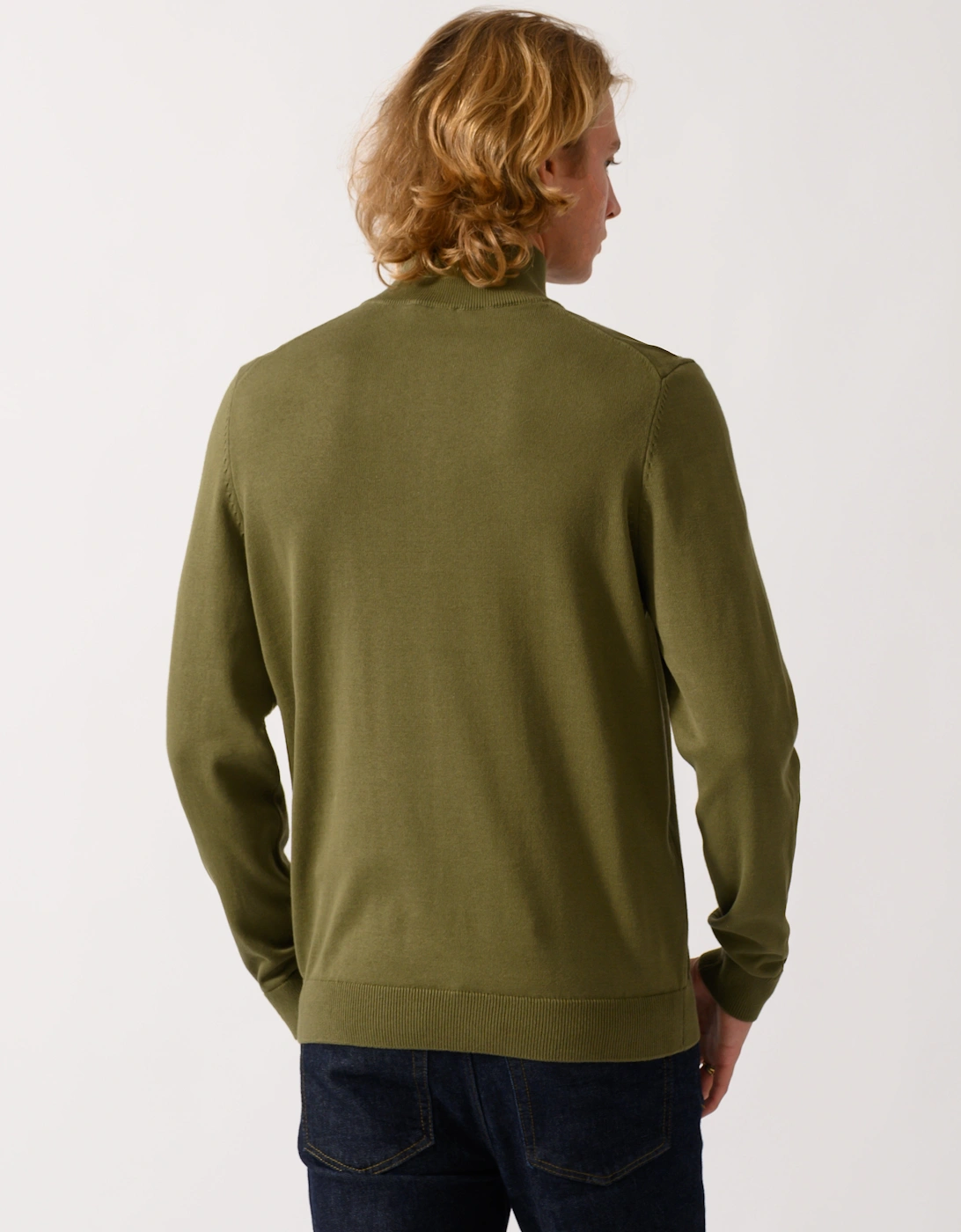 HUGO San Quintus-C2 Mens 1/4 Zip Funnel Neck Jumper - Open Green 389