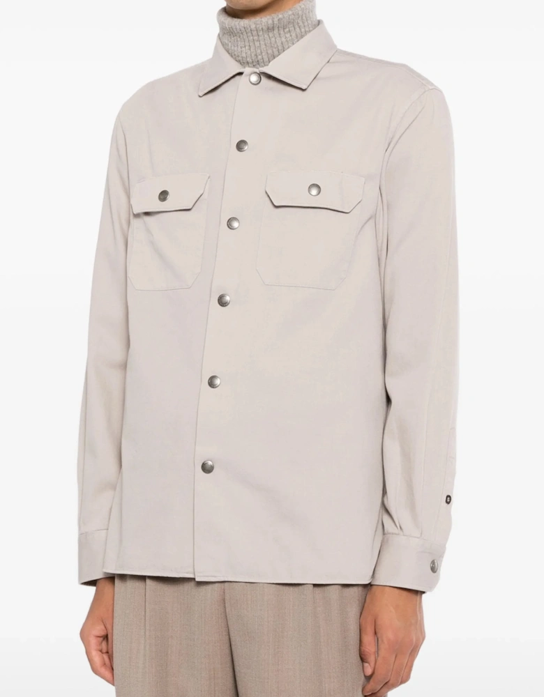 Cotton Snap Button Shirt Cream