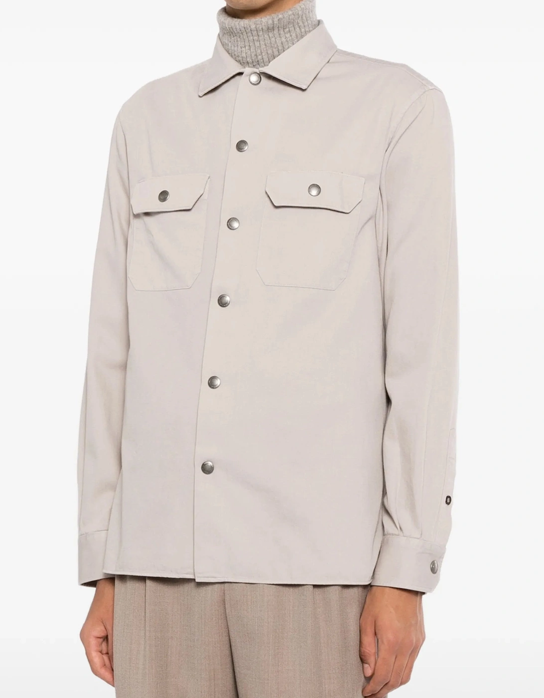 Cotton Snap Button Shirt Cream