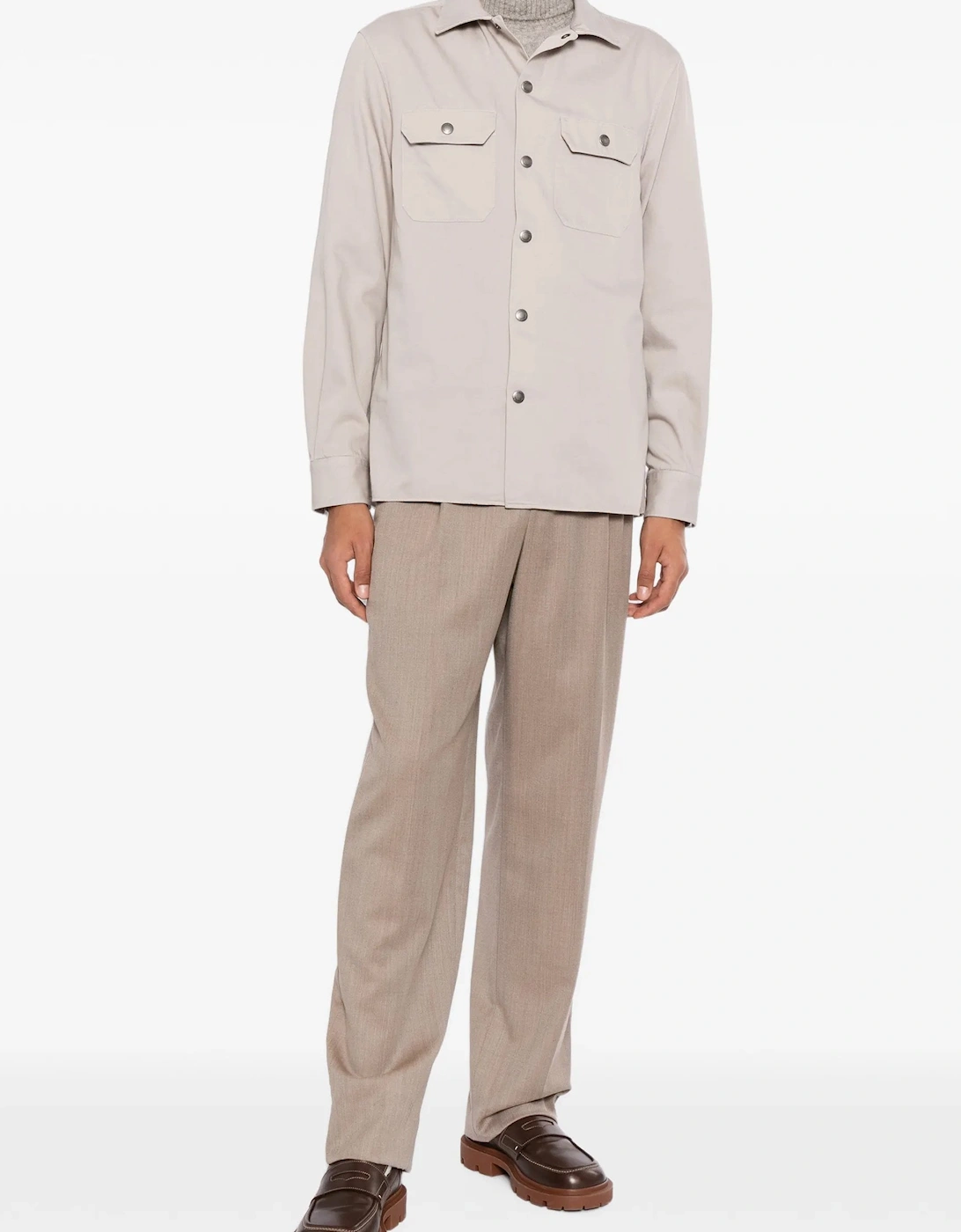 Cotton Snap Button Shirt Cream