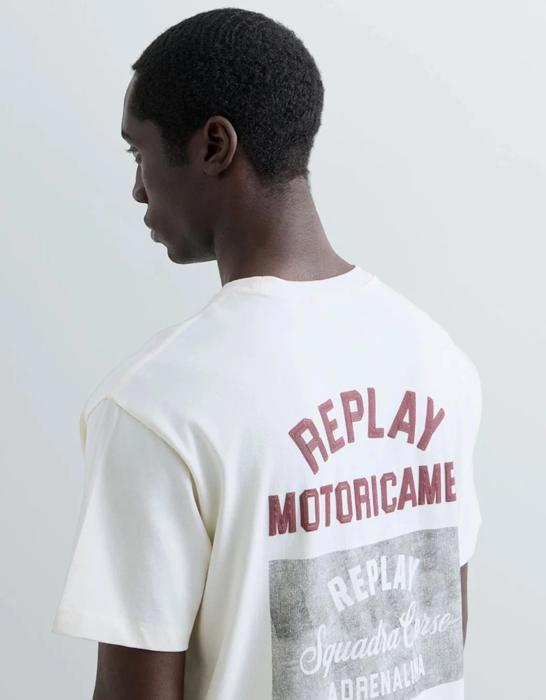 Replay Biker Graphic T-Shirt WHITE