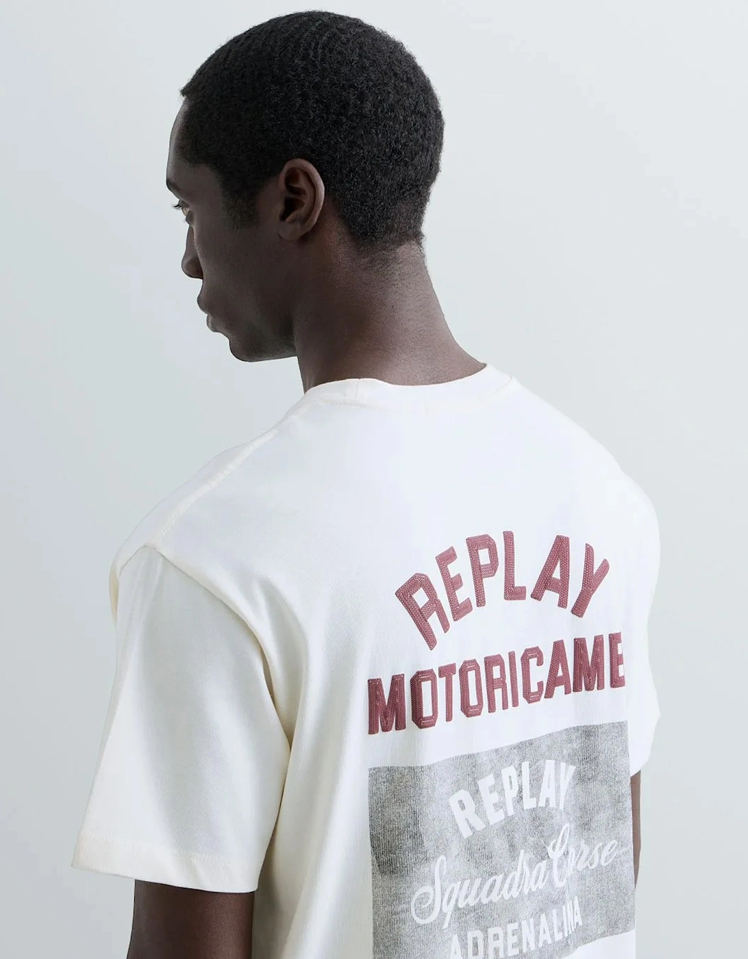 Replay Biker Graphic T-Shirt WHITE