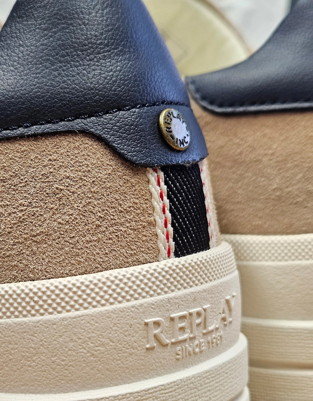 Replay Premium Leather Trainers OFF WHITE