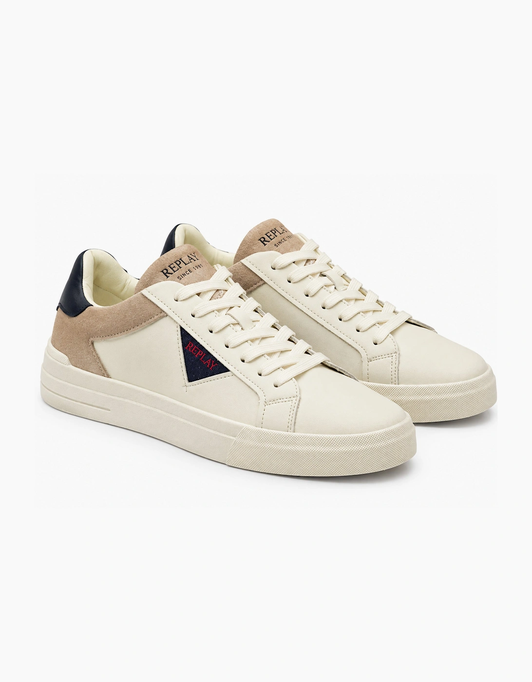 Replay Premium Leather Trainers OFF WHITE