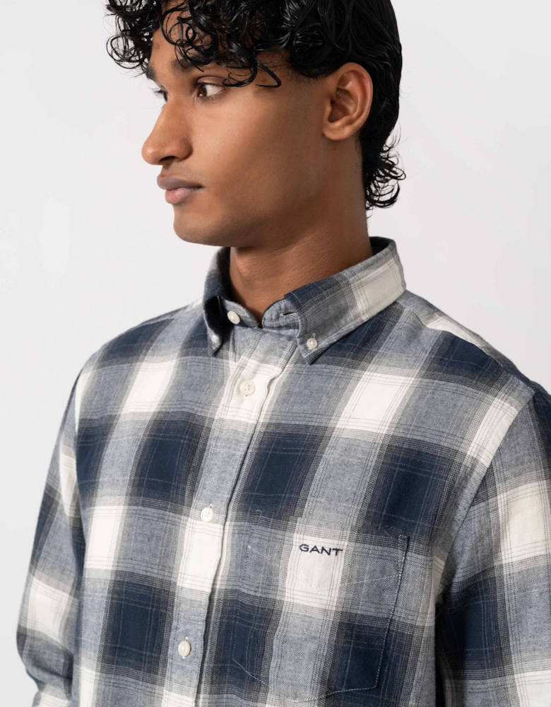 GANT Mens Regular Fit Windblown Flannel Broad Check Shirt - 433 Evening Blue