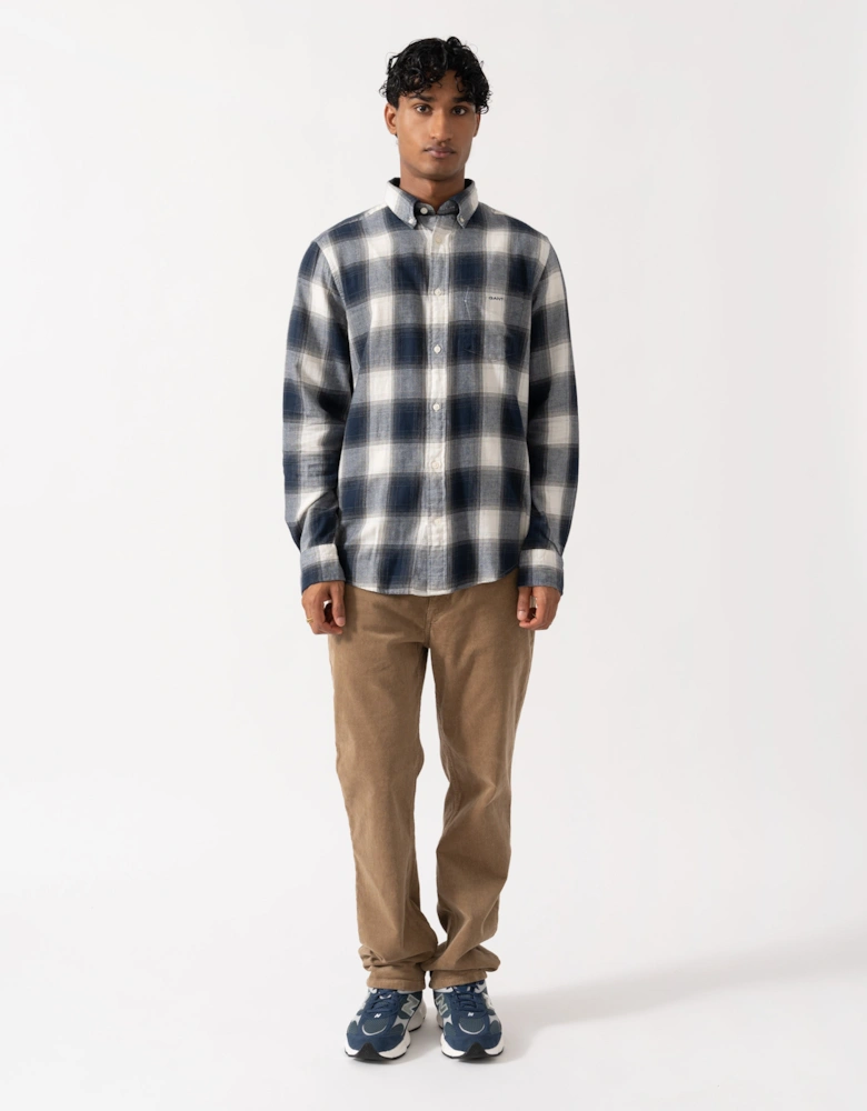 GANT Mens Regular Fit Windblown Flannel Broad Check Shirt - 433 Evening Blue