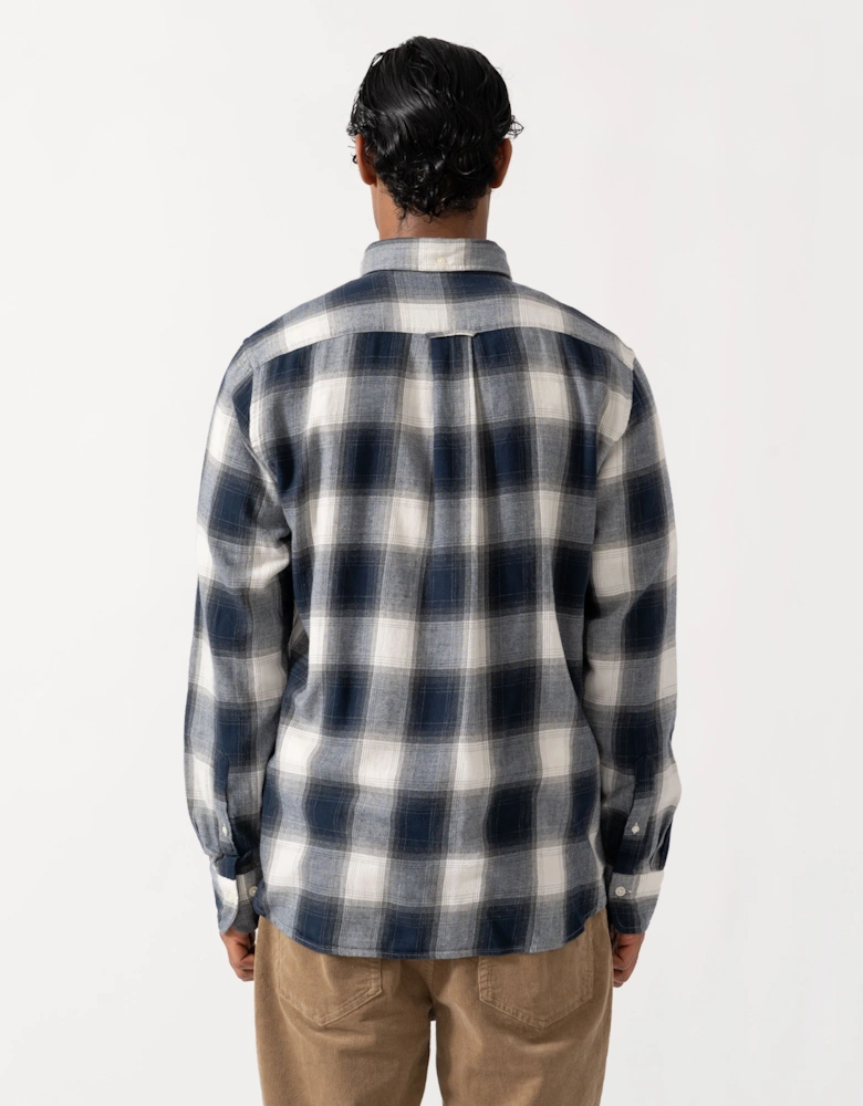 GANT Mens Regular Fit Windblown Flannel Broad Check Shirt - 433 Evening Blue