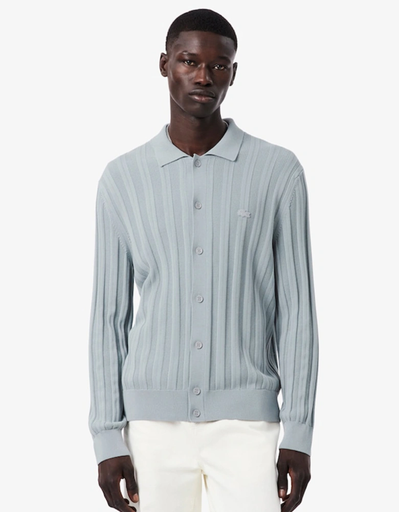 Lacoste Fluid Ribbed Polo Collar Cardigan