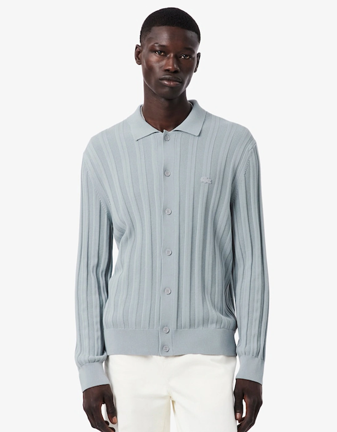 Lacoste Fluid Ribbed Polo Collar Cardigan