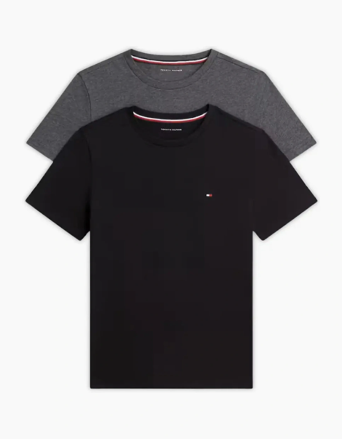 Tommy Hilfiger Boy's 2-Pack Flag Logo Boys T-Shirts, Black / Dark Grey Heather - Size: AGE6-7