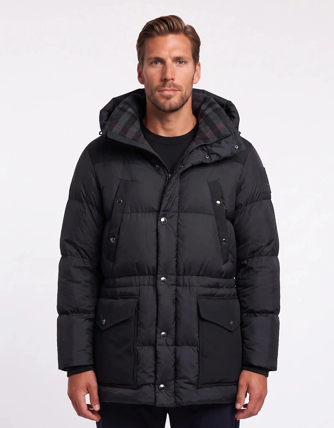 Burberry 'Lindford' Check Down Puffer Jacket Black
