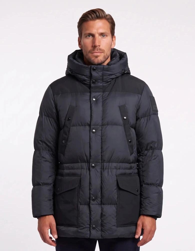 Burberry 'Lindford' Check Down Puffer Jacket Charcoal Grey