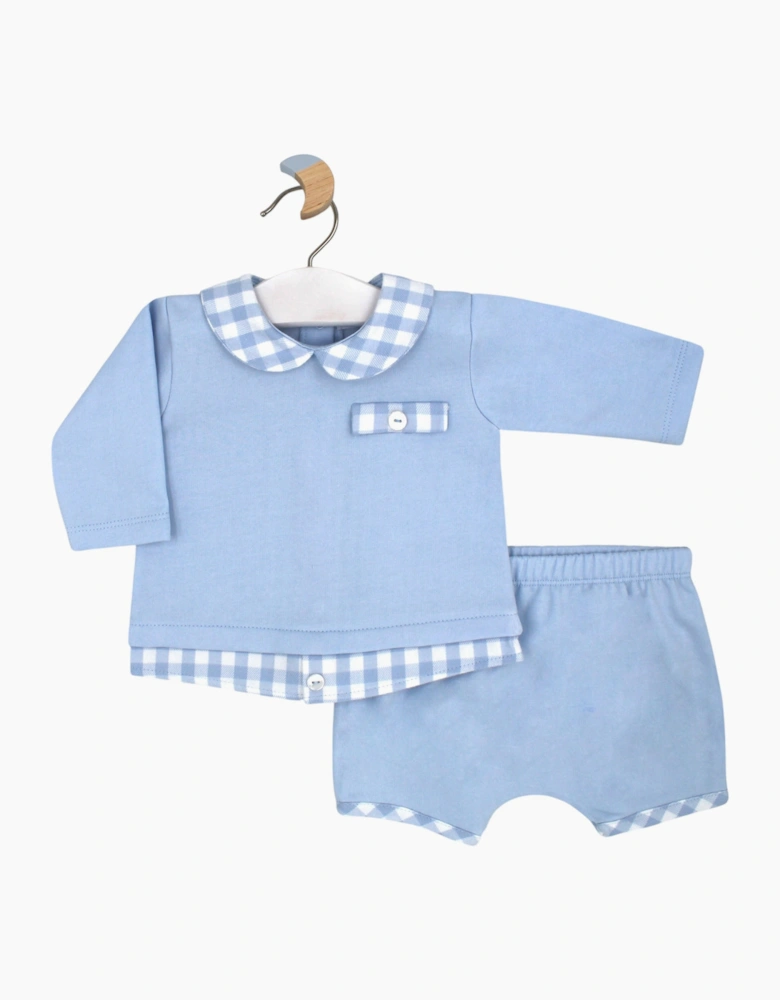Boys Pale Blue Check Jam Pant Set
