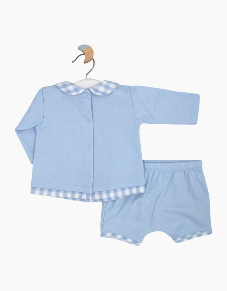 Boys Pale Blue Check Jam Pant Set