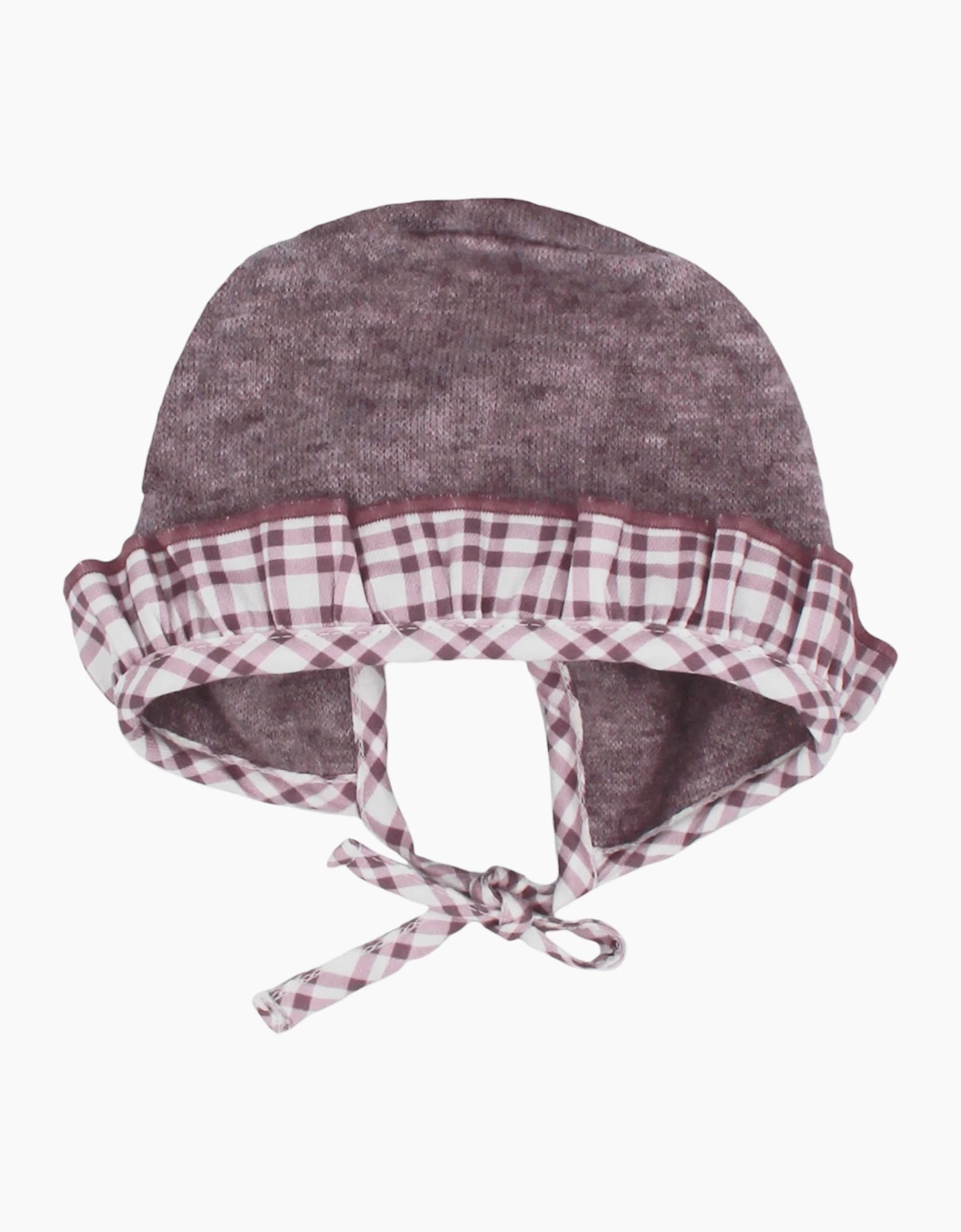 Girls Purple Mauve Check Bonnet